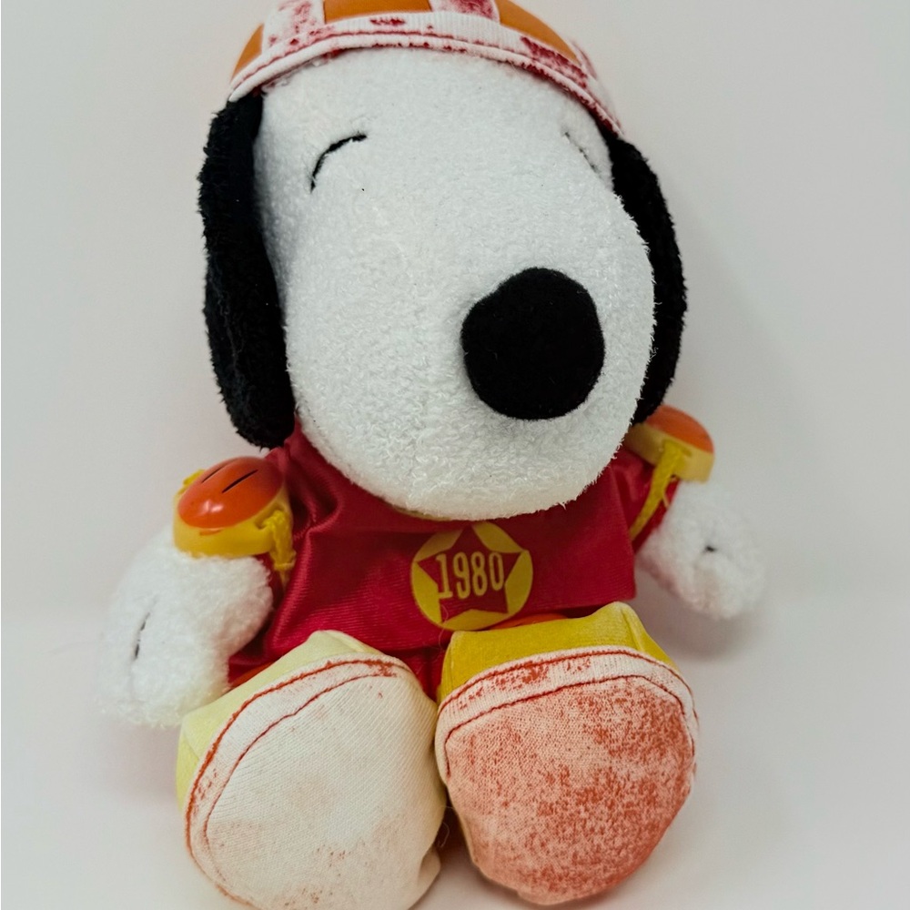 1980 Snoopy Plush Snoopy Toy in Red and White - Skate Boarder